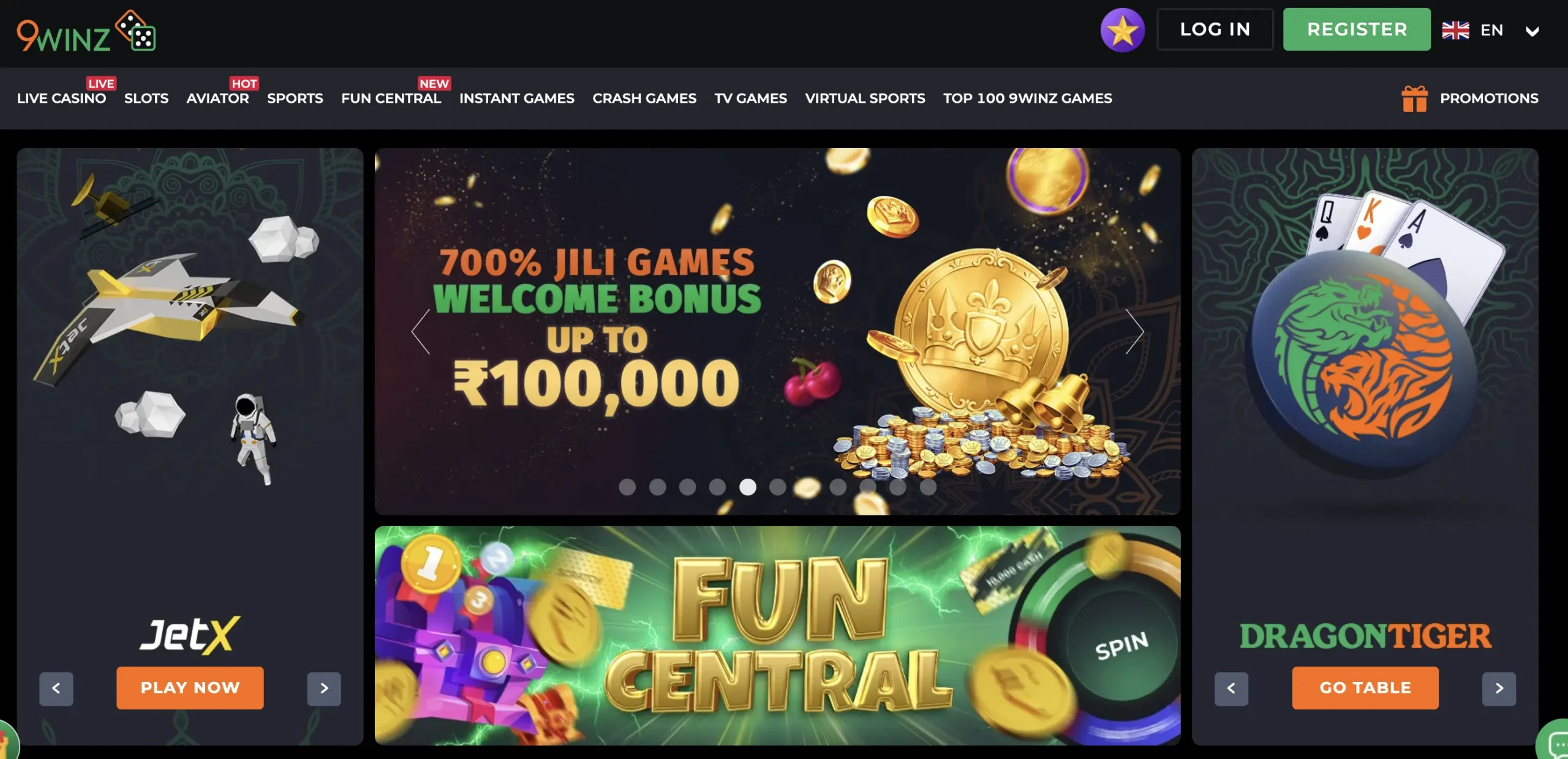 Online casino lobby screenshot