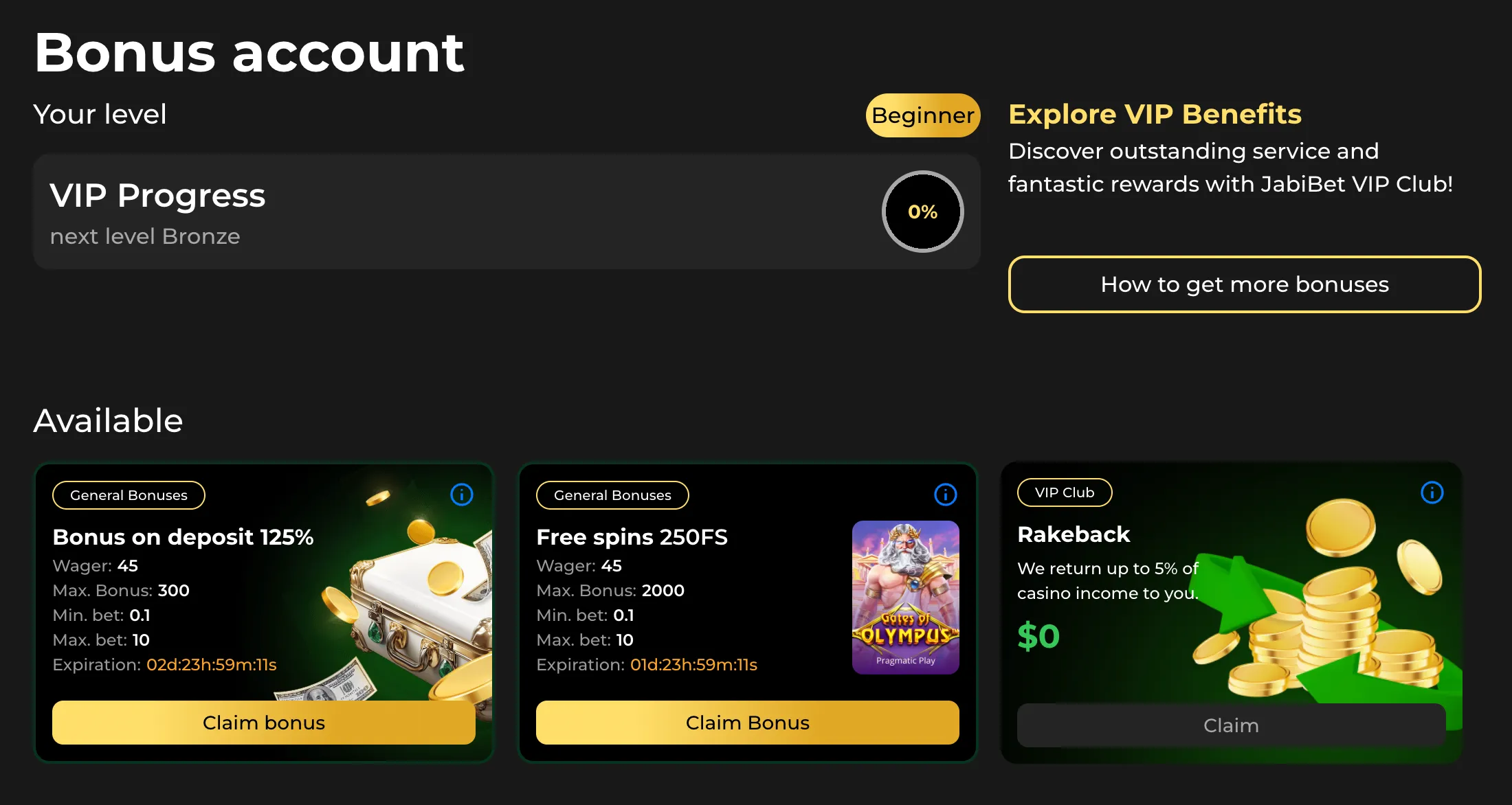 JabiBet bonuses after registration including welcome pack and promotions.