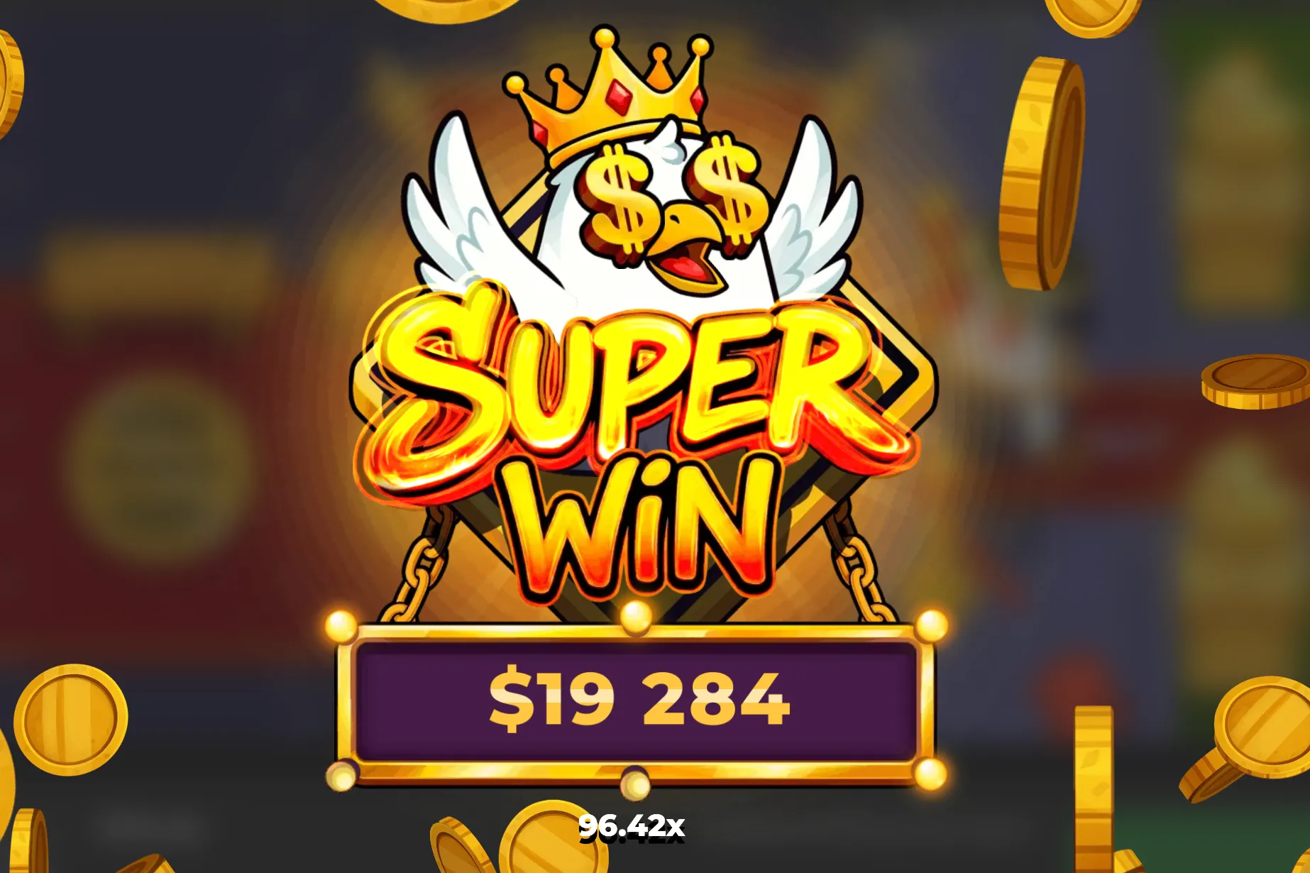Chicken Road 2 Bonus Super Win screen showing a big payout.